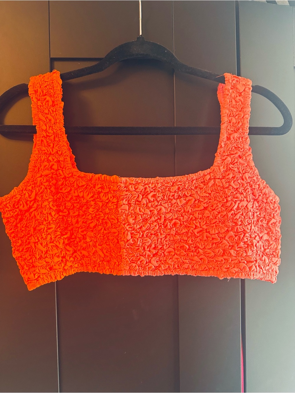 Mara Hoffman Vibrant Orange Ruched Square-Neck Crop Top